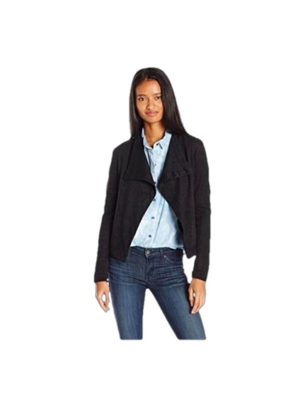 VIGOSS Women’s Faux Suede Wrap Waterfall Blazer Jacket